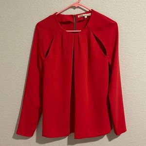 Soft red long sleeved work blouse